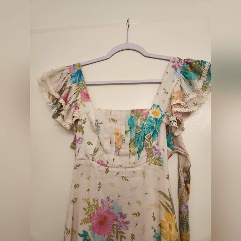 SPELL Lei Lei Frill Gown in Cream Floral - Picture 7 of 16
